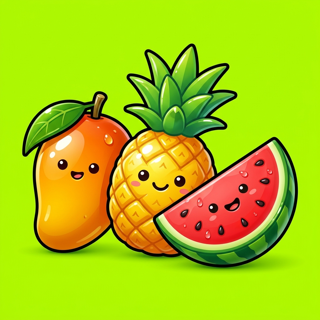 3D tropical fruits – tap to enter